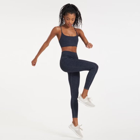 Large Blue Shibori, Vuori Y Bra & Leggings Set, Midnight Blue Heather